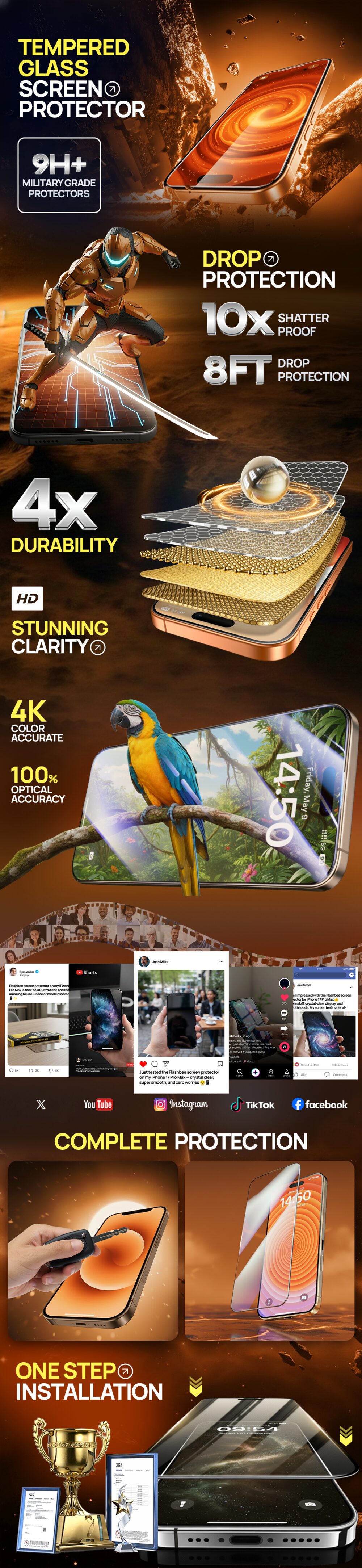 Tempered glass screen protector A+ content design